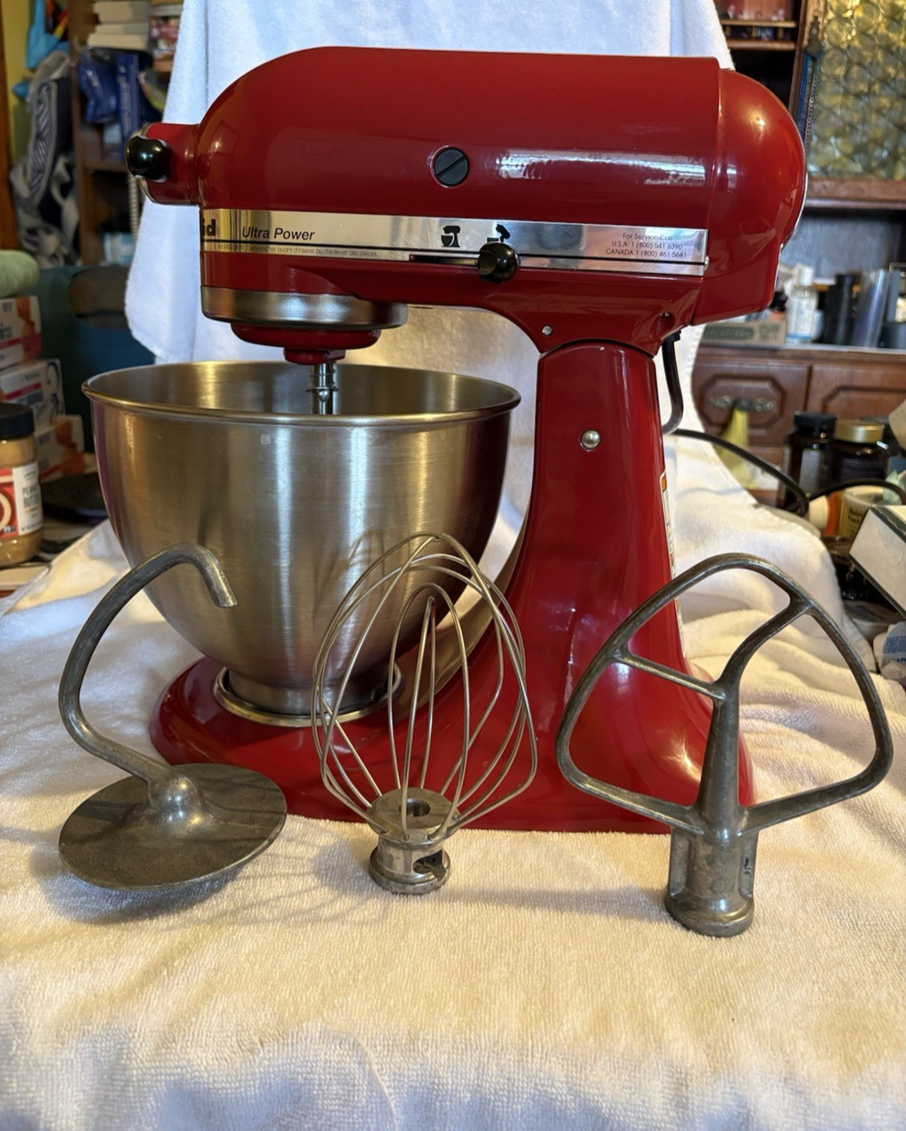 KitchenAid Ultra Power 300W 10-Speed Stand Mixer Red with 4 parts EUC